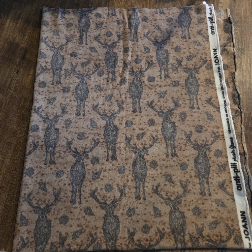 2 Yards JoAnn Fabric Fabrics Deer Fleece Material Fall Winter Nature
